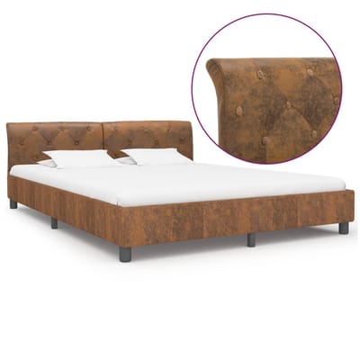 vidaXL - Bedframe - kunstsuède - bruin - 160x200 - cm