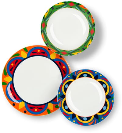 Excelsa Cancun – 12-delige Serviesset – Porselein – Multicolor - Dinerbord Ontbijtbord Kom