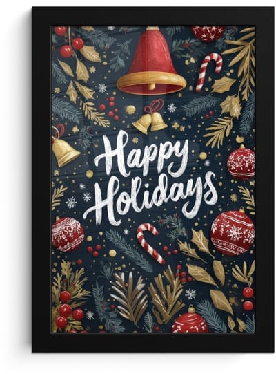 Poster in lijst - Fotolijst 20x30 cm - Posters - Feestelijk - Kerstgroet - Kleurrijk - Posterlijst zwart - Decoratie - Wanddecoratie woonkamer - Muurdecoratie slaapkamer - Kerstversiering - Kerstdecoratie voor binnen - Kerstmis