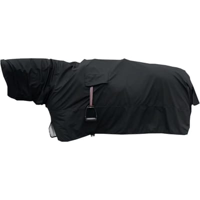 Kentucky Horsewear - Rain coat 100% waterproof with stirrup holes zwart Size L, 6'6-7'0