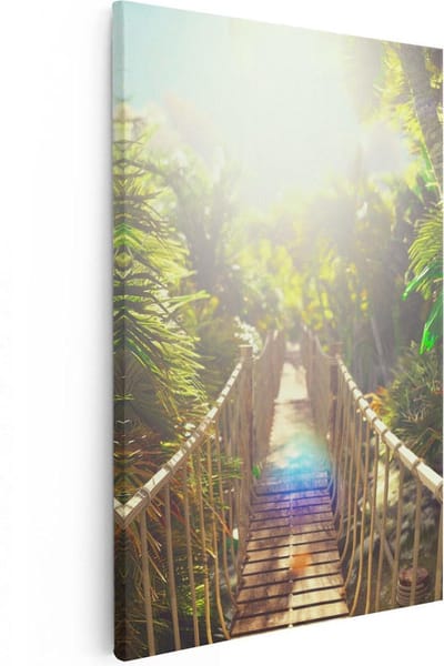 Artaza Canvas Schilderij Jungle - 40x60 cm - Wanddecoratie Bali - Muurdecoratie Palmboom - Schilderijen Op Canvas Natuur