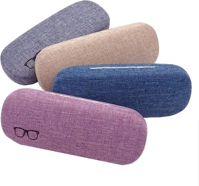 Allecto Plus - 4 stuks harde brillenkokers - draagbare linnen stoffen zonnebrillenkoker - dames - krasbestendig - beschermende brillenkoker