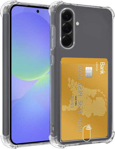 Hoesje - Geschikt voor Samsung Galaxy A36 - Met Pashouder en Kaarthouder - Telefoon Hoes Shockproof - Siliconen Case - Shock Proof - Back Cover - Pasjes Houder - Telefoonhoes - Transparant