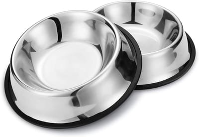 Famanu 2 Stuks Hondenbak, Antislip Hondenbak, Huisdierenbak met Antislip Rubberen Bodem voor Middelgrote/Grote Honden 22,5 CM