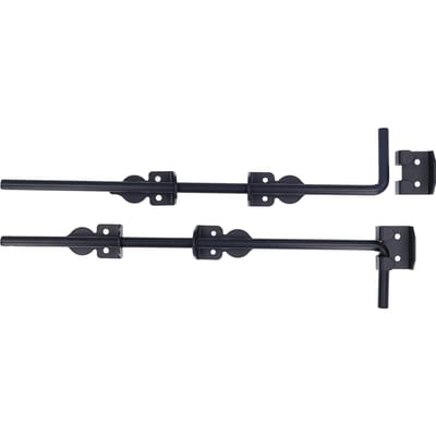 2 stuks Deur Valstang 18 Inch Zware Uitvoering Massief Staal Zwart Gepoedercoat Dikkere Poort Grondgrendel voor
