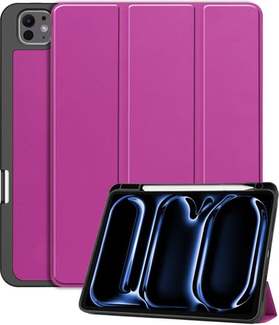 Hoesje - Geschikt voor Apple iPad Pro (2024/2025) - 11 inch - Dun & Stevig - Trifold Bookcase - Hard Cover Case - Met Uitsparing Geschikt voor Apple Pencil - Hardcover Book - Tablet Hoes - Paars