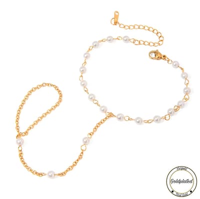 Borasi Parel Handketting Goudkleurig | Dames Sieraden | Armband | Ring | Roestvrijstaal | Trendy Sieraden |