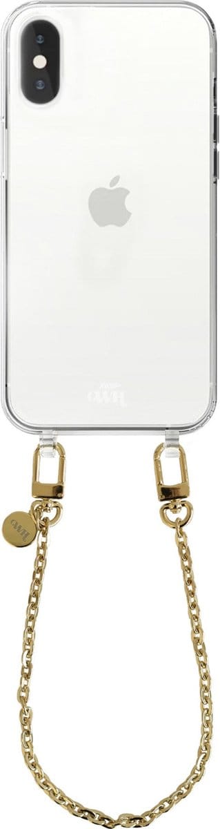 xoxo Wildhearts siliconen hoesje - Geschikt voor iPhone Xs Max - Dreamy - Telefoonhoesje - Hoesje met koord - Gouden ketting - kort telefoonkoord - Transparant hoesje (korte variant)