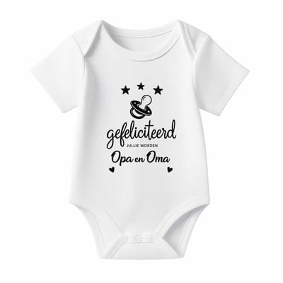 Romper Baby Aankondiging – Gefeliciteerd, jullie worden Opa en Oma – Wit – Korte mouw – Maat 74/80