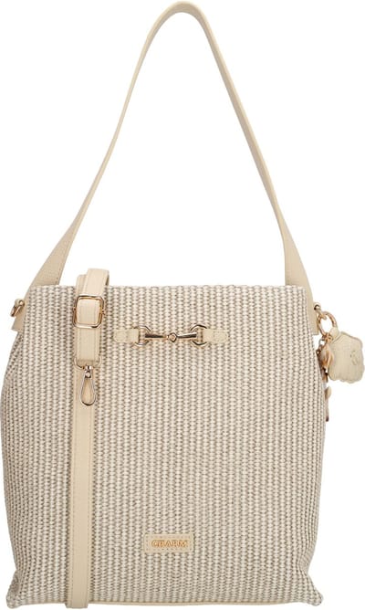 Charm London Santorini Schoudertas - Riet - Zomer - Dames - Buidel - Shopper - Crossbody - Zand