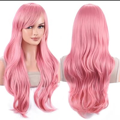 Roze pruik- Pink Wig- Carnaval- Long Wig- Lang Haar Pruik-