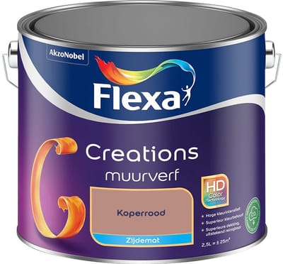 Flexa - Creations Muurverf Zijdemat - Koperrood - Mengverf - 2,5 L