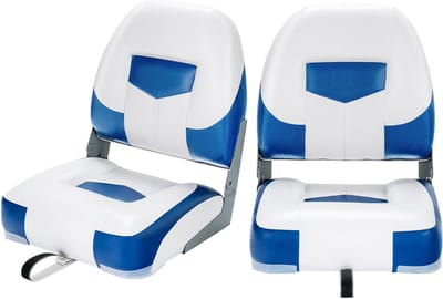 COSTWAY Opvouwbare bootstoel, 2 stuks, met schuimvulling, visstoel met lage rugleuning, weerbestendig, belasting 110 kg, voor de meeste steunbases (blauw)