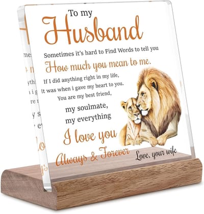 Valentijnscadeaus voor echtgenoot van vrouw leeuw thema liefdevolle acrylgeschenken, verjaardagscadeaus voor echtgenoot thuiskantoor bureaudecoraties, huwelijksverjaardag, Valentijnsdag, Vaderdag