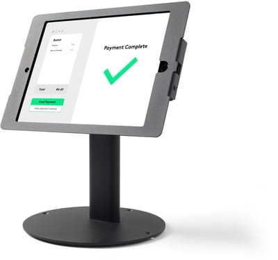 Tabdoq Lite iPad standaard | Veilige, Draai- en Kantelbare houder | Stabiele, verzwaarde voet voor Balies & Bureaus | Voor iPad 7e, 8e & 9e Generatie (2019-2021) iPad 10,2 Inch | zwart