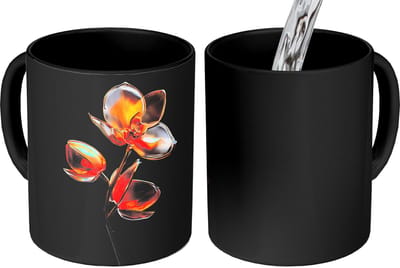 Magische Mok - Foto op Warmte Mokken - Koffiemok - Bloem - Orchidee - Oranje - Magic Mok - Beker - 350 ML - Theemok