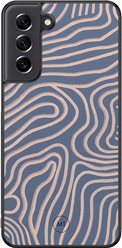 Hoesje geschikt voor Samsung Galaxy S21 FE - Flowing lines - TPU Hard Case Backcover - Paars - Mooie Telefoonhoesjes