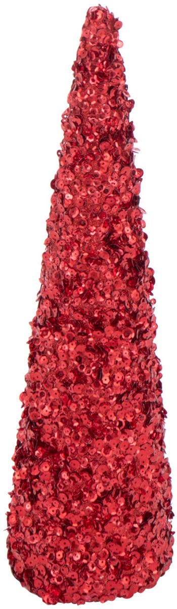 J-Line decoratie Kegel Pailletten Schuim - kunststof - rood - small