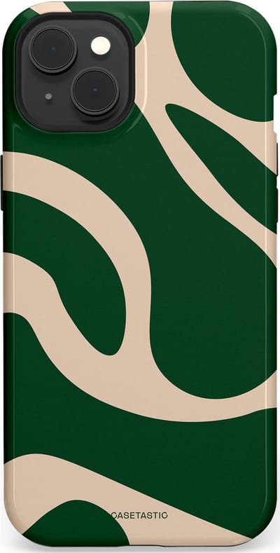 Casetastic hoesje geschikt voor Apple iPhone 15 Plus - MagSafe - Dubbellaagse bescherming - Groen Bos en Zand Duinen - Fashion Case - Donkergroen Zand