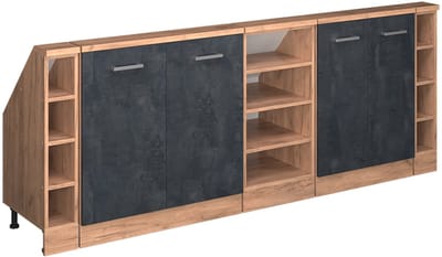 Vicco R-Line Keukenkast voor schuine wand – 210 cm Set van 5 Zwart beton/goud eiken