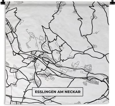 Wandkleed - Wanddoek - Esslingen am Neckar - Plattegrond - Kaart - Stadskaart - 180x180 cm - Wandtapijt