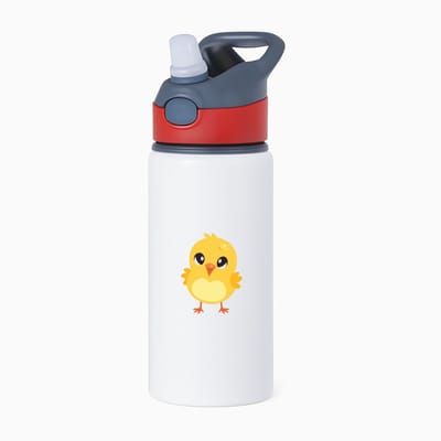 Hacebo® - Kuikentje waterfles met rietje rood - Kuiken - Dieren liefhebbers - Kinderboerderij - vogels - kippen - eenden - water fles - 650ML