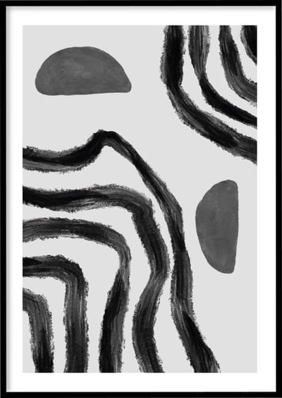 Poster Abstract Lines And Semicircle - 30x40 cm - Abstracte poster - Exclusief fotolijst – WALLLL
