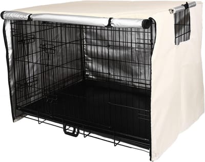 dubbele deur hondenkooi cover 420D polyester - Beige 48 inches