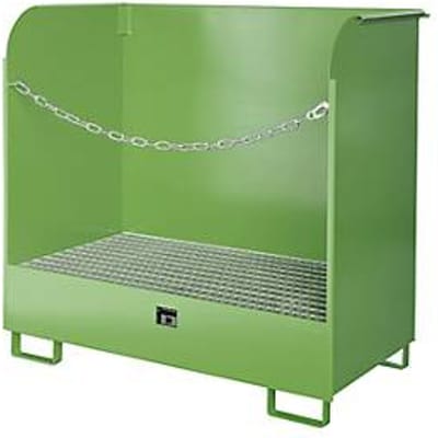 Gevaarlijke stoffen depot type GD-A BAUER, staal, L 1420 x B 750 x H 1370 mm, carterinhoud 220 liter, reseda groen RAL 6011