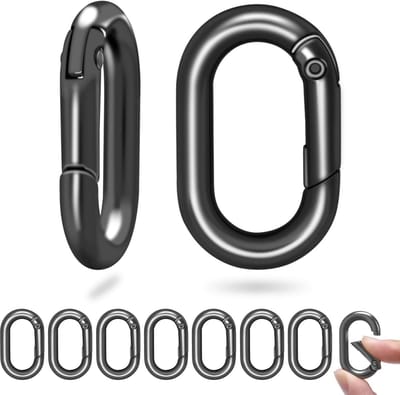 Ovale Karabijnhaak Clips - Sleutelhanger Haken - Doe-het-zelf Ambachten - Zinklegering Materiaal - 25mm - Zwart