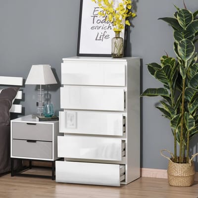 Pugsdrly Commode Sideboard Ladekast 5 lades 55 cm x 34 cm x 100 cm wit