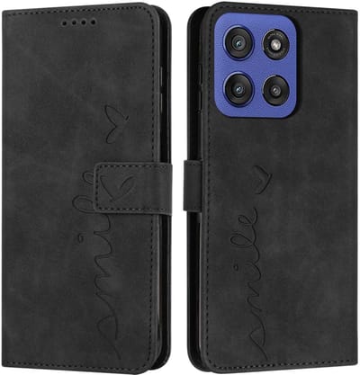 Coverup Hoesje - Geschikt voor Motorola Edge 60 / 60 Fusion Hoesje - Coverup Smile Book Case - Zwart