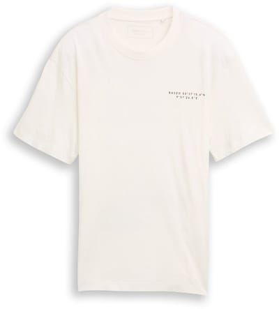 Tom Tailor Denim - Relaxed fit T-shirt met print - Maat XS - Wool White