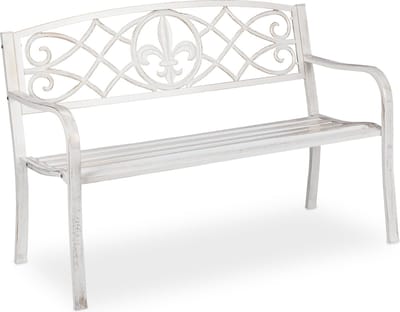 tuinbank - gietijzeren leuning - 86 x 127 x 57 cm - metaal - wit-brons