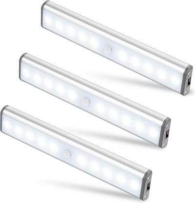 Kastverlichting - 3 Stuks - 20 cm - Beweging en dag/nachtsensor - Op Batterijen - Warm Wit