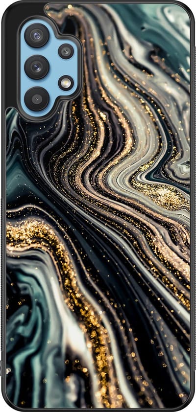 Leuke Telefoonhoesjes - Hoesje geschikt voor Samsung Galaxy A32 5G - Marmer swirl - Backcover zwart - Marmer - Multi