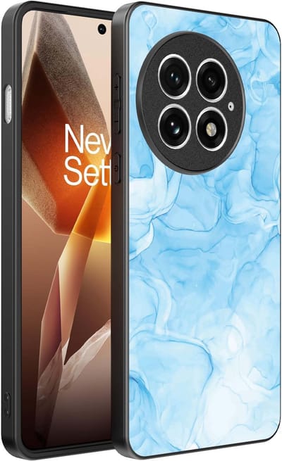 Smartphonica Telefoonhoesje Geschikt voor OnePlus 13 met marmer opdruk - TPU backcover case marble design - Lichtblauw geschikt voor OnePlus 13