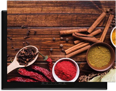KitchenArt - Warm Spice Harmony – Inductie Beschermer - 78x52 cm - Kookplaat Beschermer - Luxe Afdekplaat Inductieplaat - Anti-slip & Oprolbaar - Beschermmat Inductiekookplaat