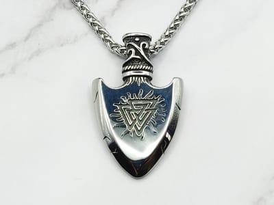 Mei's - Viking Spear of Odin - ketting heren - RVS zilver - 70 cm
