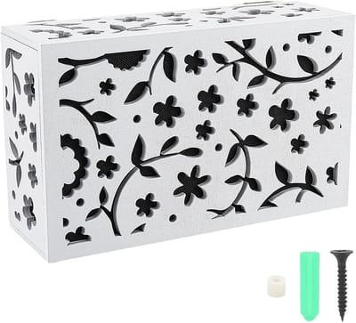 Deurbel Afdekking - Houten Belhoes - Entree Decoratie - Bloemenpatroon Design - 23 x 14 x 7 cm - Houtkleur