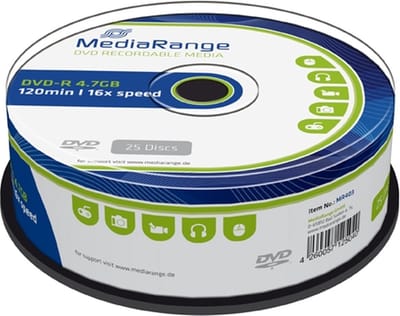 DVD-R MediaRange 4.7GB|120min 16x speed | 25 stuks