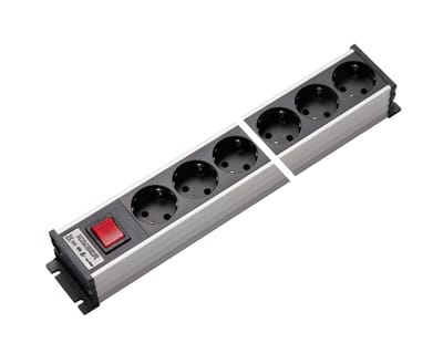 Martin Kaiser Aluminium 12-voudige stekkerdoos met schakelaar (Europese Stekkerdoos) - 1301/12sw [10 Stuks]