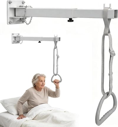 Bedtrapezium met handgreep - Opstahulp bed - Veiliger opstaan - Verstelbare armhoogte - Tot 80 kg - Wit