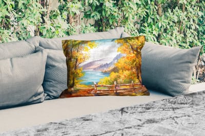 Buitenkussens - Tuin - Schilderij - Olieverf - Planten - Natuur - 50x30 cm