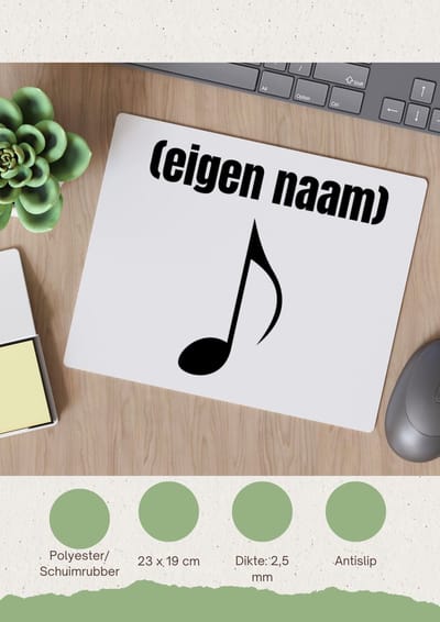 Akyol - muzieknoot met eigen naam Muismat - Muzieknoot - muziek liefhebbers - iemand die houdt van muziek - verjaardag - cadeau - kado - 23 bij 19 cm