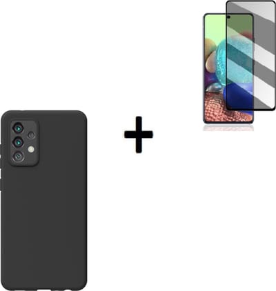 Hoesje Geschikt voor Samsung Galaxy A52s 5G - Siliconen - A52s 5G Screenprotector - Hoesje Zwart Case + Privacy Screenprotector