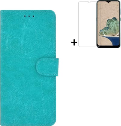 MoDo hoesje Geschikt voor Nokia G11/ G21 - Kunstleer Book Case - Turquoise hoesje met screenprotector