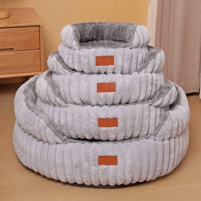 Binnenkattenmand, wasbare hondenmand voor kleine honden, ronde dierenmand met antislip onderkant (grijs, 50 x 50 x 20 cm)
