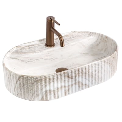 Rea - Opzetwastafel Marcela 60 Kallisto Sanitair Keramiek, Beige, Ovaal - 50 x 36 x 13,5 cm