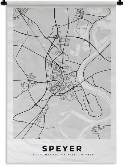 Wandkleed - Wanddoek - Stadskaart - Duitsland - Kaart - Speyer - Plattegrond - 120x180 cm - Wandtapijt